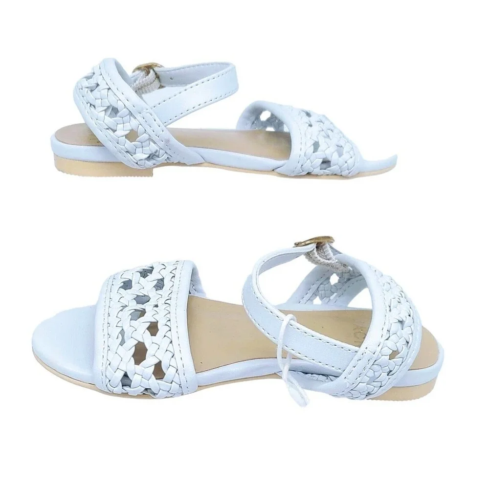 JACK AND JANIE GIRLS‎ WHITE BASKETWEAVE SANDALS SIZE 7